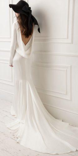lihi hod wedding dresses sheath low back long sleeves simple with train