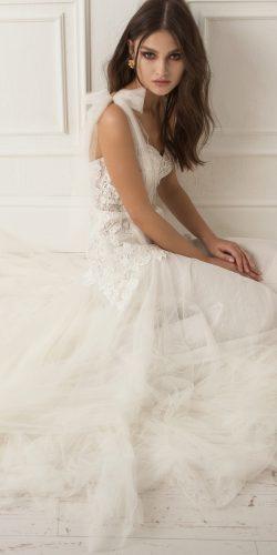 lihi hod wedding dresses straight flowy sweetheart neckline lace shoulder bows with train