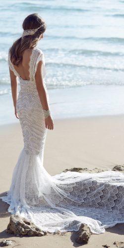 mermaid low back cap sleeves lace with train anna campbell wedding dresses coco