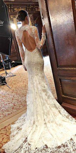 wedding dresses 2019 trumpet lace high neckline long sleeve low back monique lhuillier