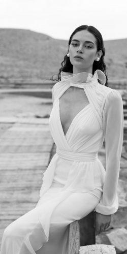 alon livne white wedding dresses 2019 sheath plunge neck long sleeves simple modern high neckline nancy2