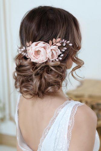 bridal hair accessories blush flower rose gold wedding hair comb top gracia