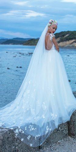 daria karlozi 2018 wedding dresses ball gown low back floral cap sleeves bridal veil lilac