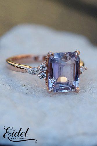 eidel precious engagement rings rose gold peach solitaire emerald cut 3.56d