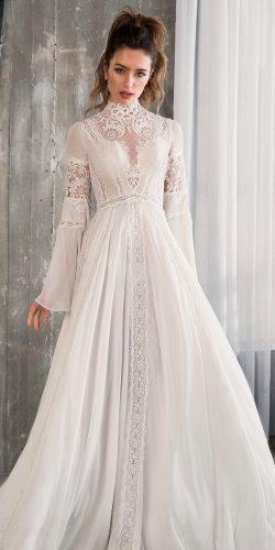 a line lace high turtle neck long sleeve boho riki dalal wedding dresses 2019