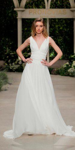 a line simple v neckline sleeveless wedding dresses 2019 pronovias