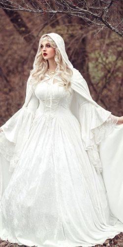 medieval wedding dresses ball gown lace sweetheart neck with princess capes long sleeve romanticthreads