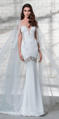 pnina tornai mermaid lace strapless sweetheart neck with capes wedding dresses 2019