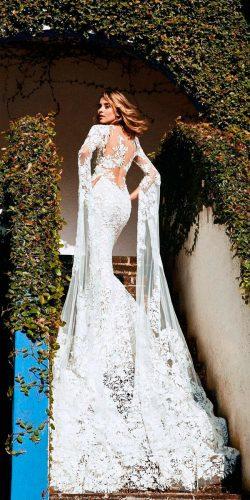 pronovias wedding dresses mermaid lace tattoo effect back illusion long sleeves