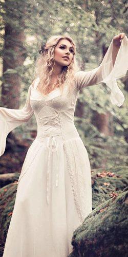 vintage lace sweetheart neck long sleeve with corset medieval wedding dresses bernadettenewberry