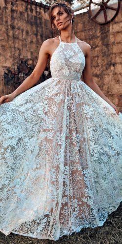 a line delicate charming lace halter neckline grace loves lace wedding dresses harri