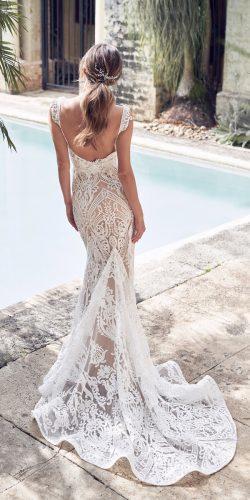 anna campbell 2019 mermaid lace open back with embroidered straps train wedding dresses trumpet skirt jamie