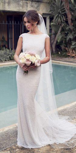 anna campbell 2019 wedding dresses sheath bling cap sleeve bateau neckline romantic blair