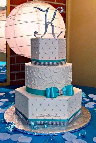 wedding cake shapes cake with monogram Graceful Cake Creations