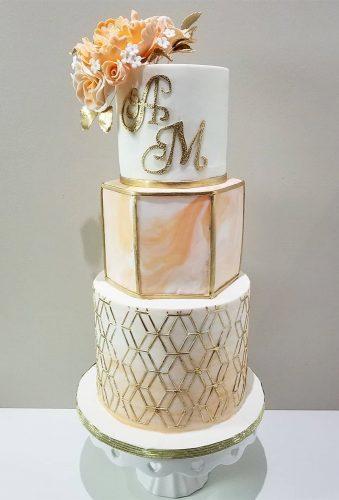 wedding cake shapes peach cake with monogram luxurycakesca