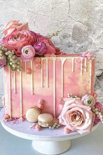 wedding cake shapes pink flowers rectangle