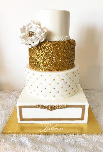 wedding cake shapes white cake with gold penthousesweetschicago