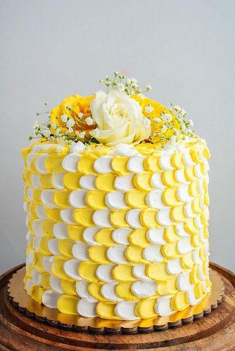 wedding cake shapes yellow petals shaped