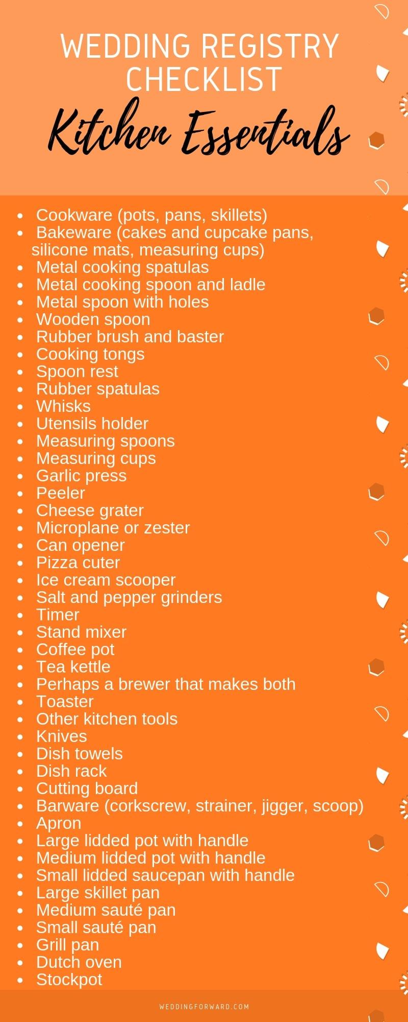 wedding registry checklist for Kitchen
