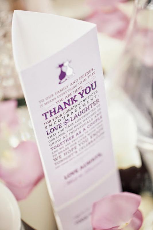 Wedding Table Decorations - Thank You Card