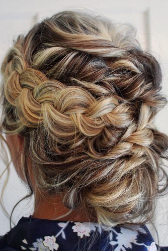 hottest bridesmaids hairstyles ideas messy low updo with braids theupdogirl