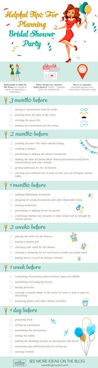 helpful tips for bridal shower party infographics