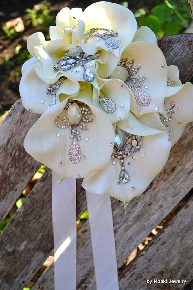 brooch wedding bouquets calla with cristals