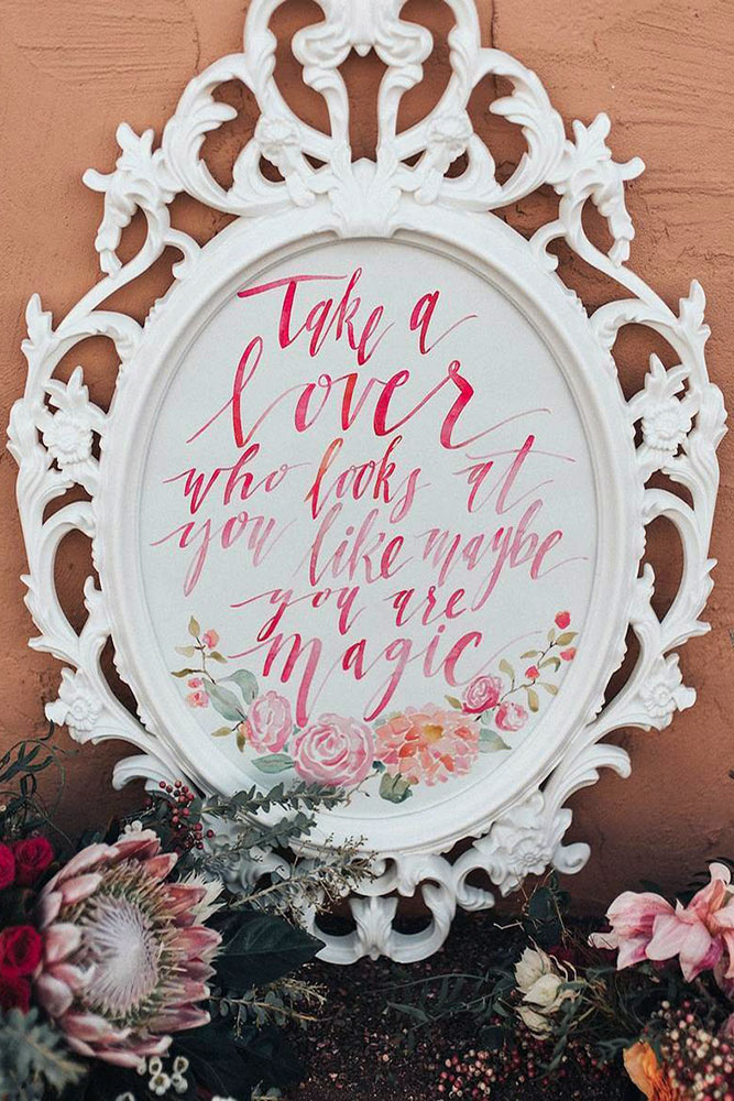 rustic wedding signs on a white background in an openwork frame a romantic inscription and pink flowers courtney