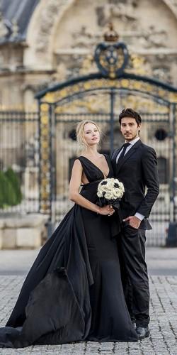 black bridal gown from paolo corona