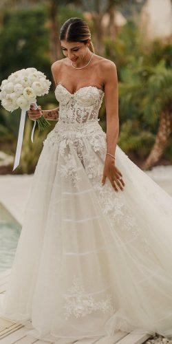 spring wedding dresses a line sweetheart strapless neckline floral outdoor galia lahav