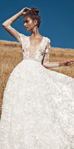 spring wedding dresses a line with sleeves deep v neckline outdoor fabienne lagama