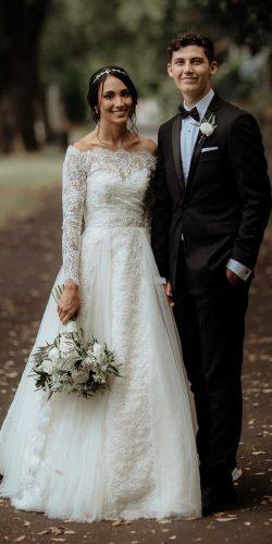 spring wedding dresses a line with sleeves off the shoulder lace chasewild photos