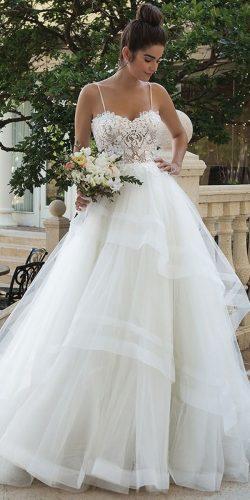 spring wedding dresses ball gown with spaghetti straps ruffled skirt sincerity bridal