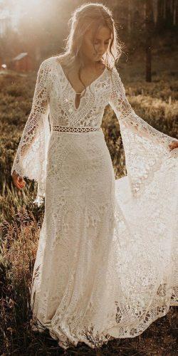 spring wedding dresses boho rustic with sleeves lace rish bridal