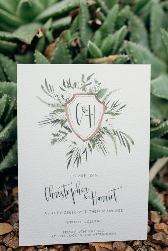 wedding monogram invitation for a wedding with a monogram watercolor holly usher via instagram