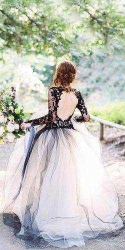 white with black sleeves wedding dress black tulle skirt