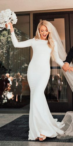 long sleeve wedding dress plain