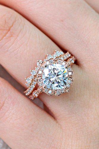 round engagement rings cut round floral set ring lamoredesign