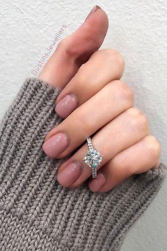 round engagement rings simple white gold pave band