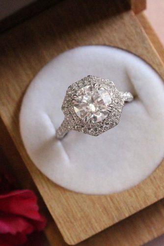 round engagement rings style vintage diamond halo white gold