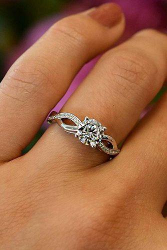 round engagement rings twist white gold simple stone