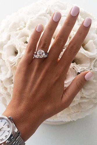 round engagement rings white gold diamond ring set