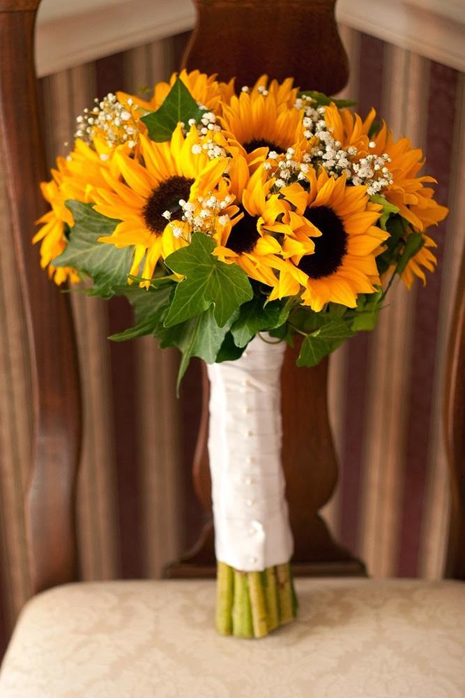 sunflower wedding bouquets bouquet on chair Crow River Floral
