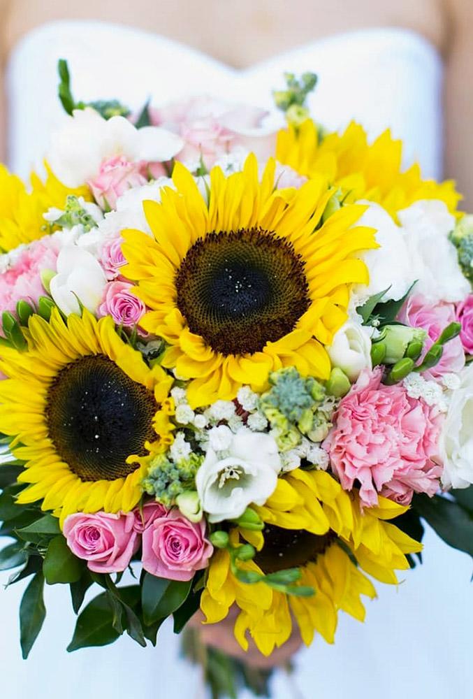 sunflower wedding bouquets bouquet with pink flower rebeccawilliams_photography