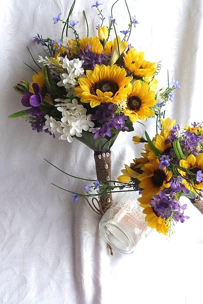 24 Brilliant Sunflower Wedding Bouquets For Happy Wedding