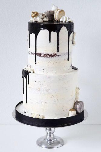 drip wedding cakes white naked with macarons juliana's pastries & cakes