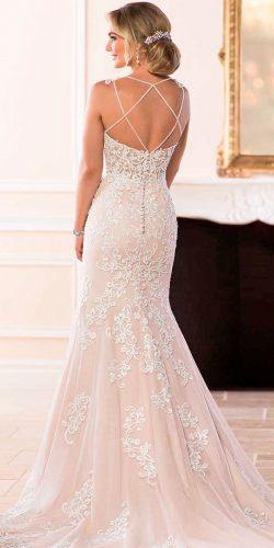 stella york wedding dresses blush mermaid x cross back lace sleeveless