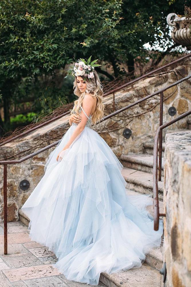 blue wedding theme bride in blue wedding gown