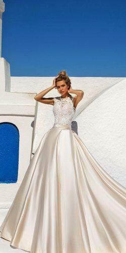 lace bodice satin skirt wedding dress