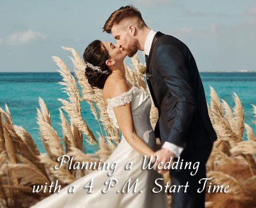 wedding day timeline 4pm wedding groom kissing bride